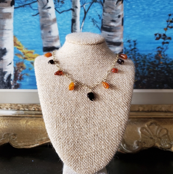 Sterling Silver Choker with Amber - Picture 1 of 2